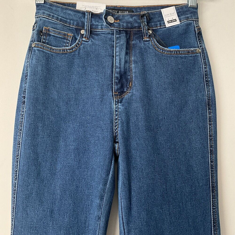 Judy Blue Flare Leg Jeans High Waist Raw Hem Tummy Control Top 27 - Picture 5 of 12